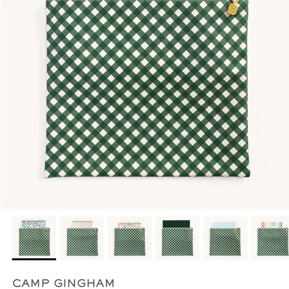 Camp Green Gingham Zip Planner Pouch Sleeve
